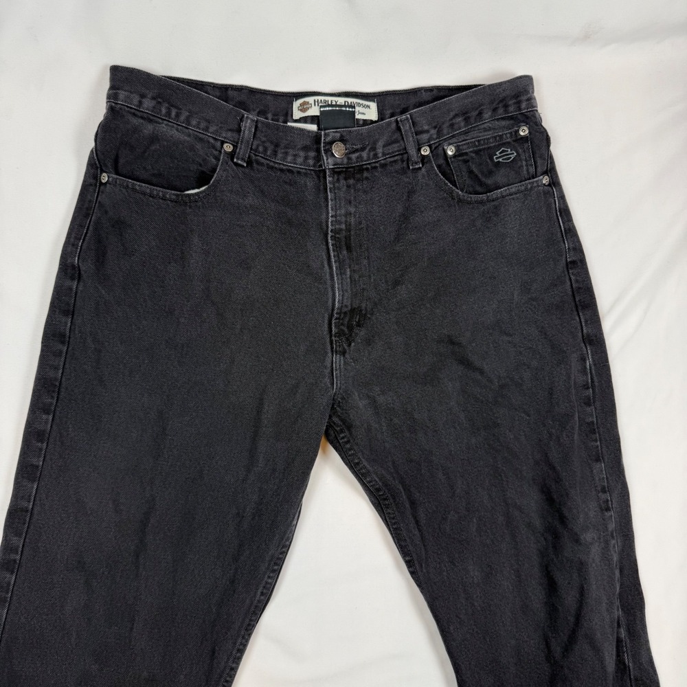 Harley-Davidson Mens Black Straight Leg Denim Jeans 38x32 99023-05VM